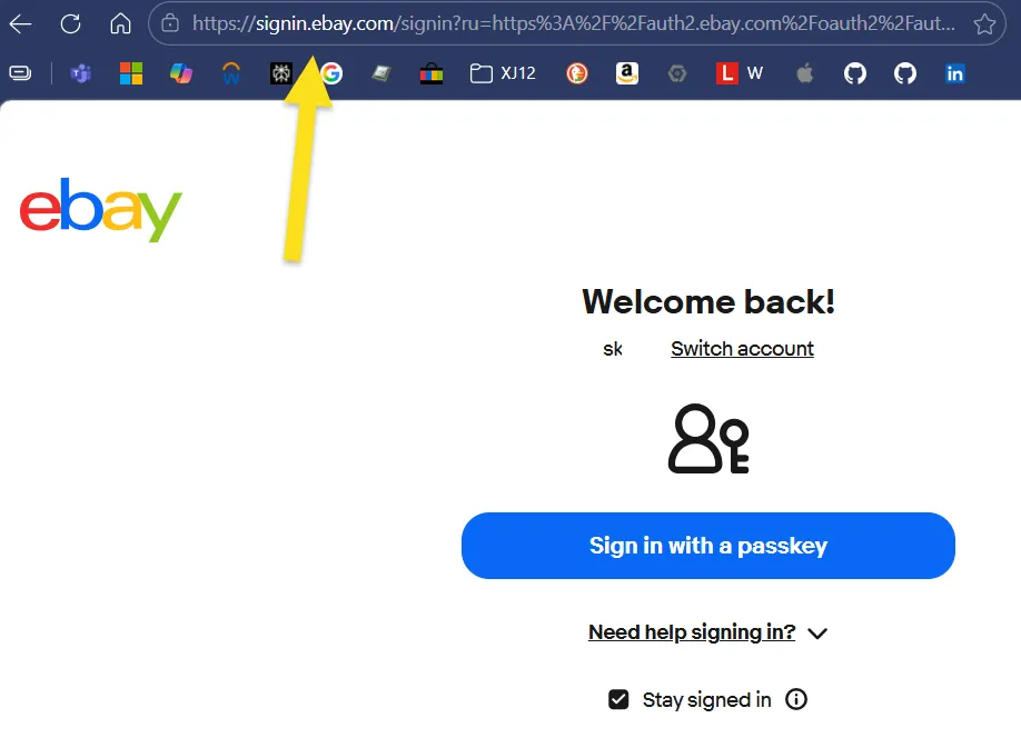 eBay authorization screen confirming access for SalesToAccounts.